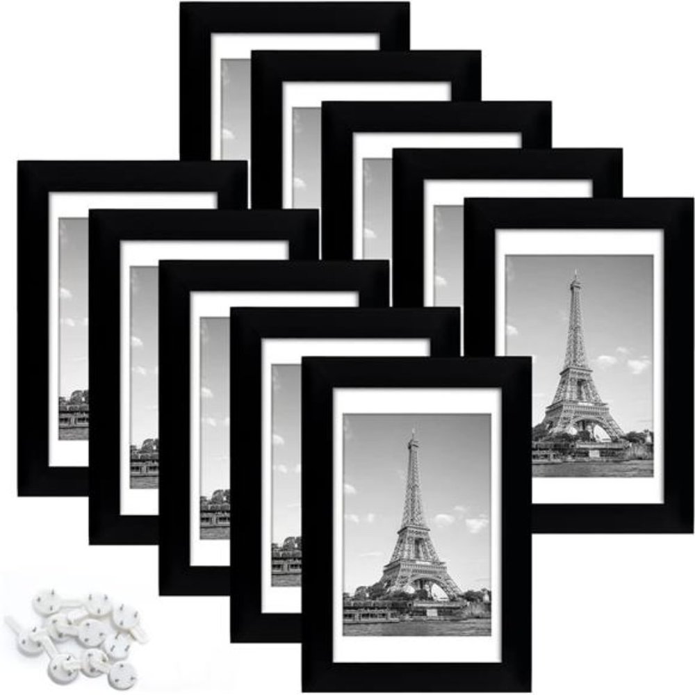 4x6 Picture Frame Set of 10, Display Pictures 3.5x5 with Mat or 4x6 Without Mat